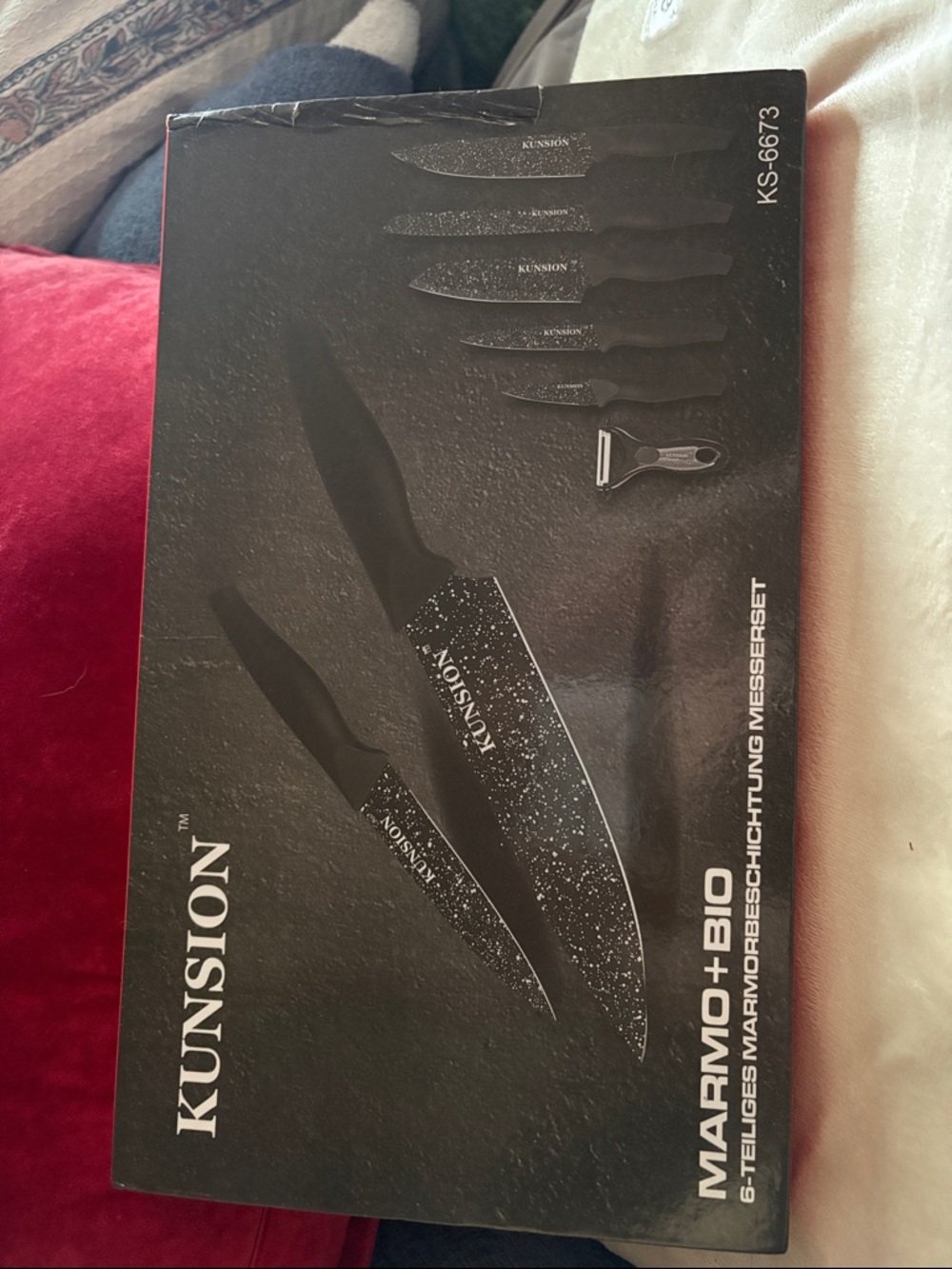 KUNSION Marmo+Bio 6-Piece Knife Set in Black Speckle